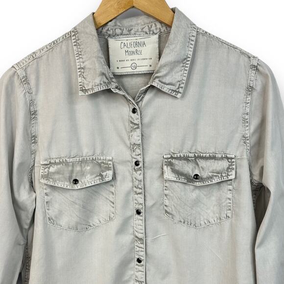 California Moonrise Faded Wash Gray Pearl Snap Shirt Long Sleeve Size Large - Picture 2 of 5